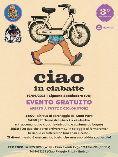 Locandina evento 3° ciao in ciabatte