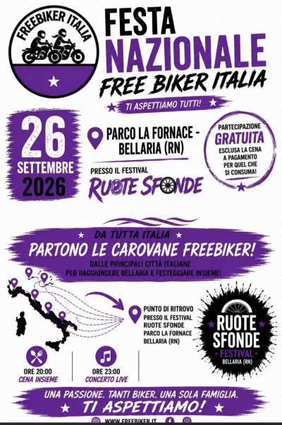 Locandina evento FESTA NAZIONALE FREE BIKER ITALIA