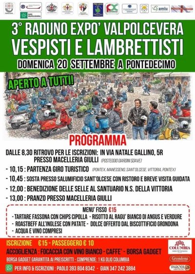 Locandina evento 3° RADUNO EXPO' VALPOLCEVERA VESPISTI E LAMBRETTISTI