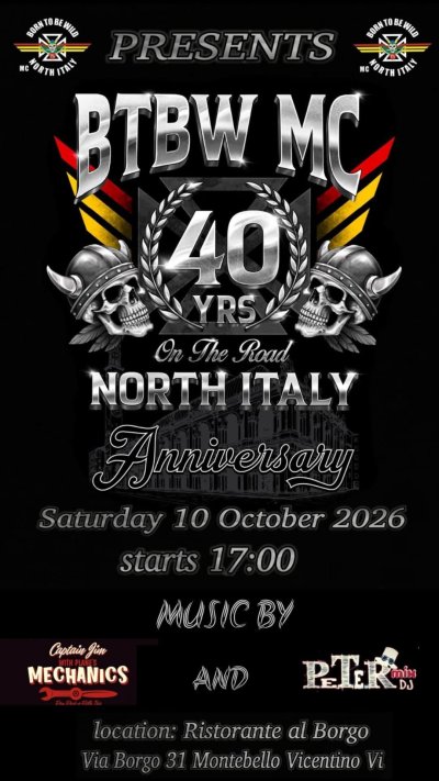 Locandina evento BTBW MC 40 YRS Anniversary