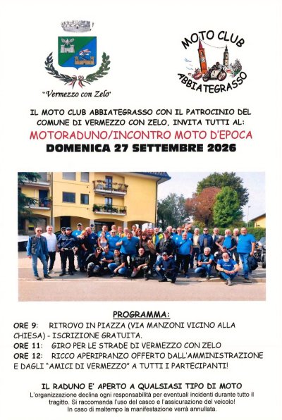 Locandina evento MOTORADUNO/INCONTRO MOTO D'EPOCA