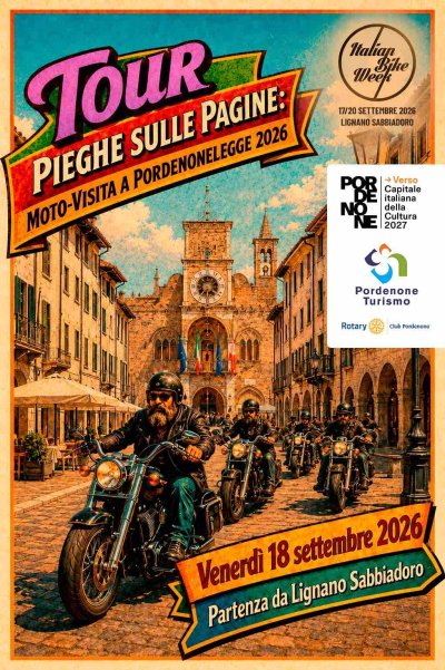 Locandina evento Tour Piege sulle Pagine: Moto-Visita a Pordenonelegge 2026