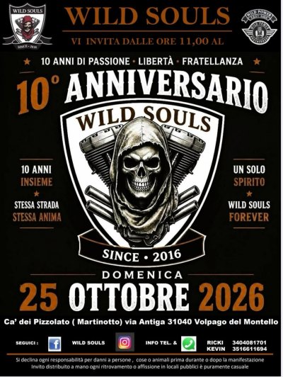 Locandina evento 10° 10° ANNIVERSARIO WILD SOULS