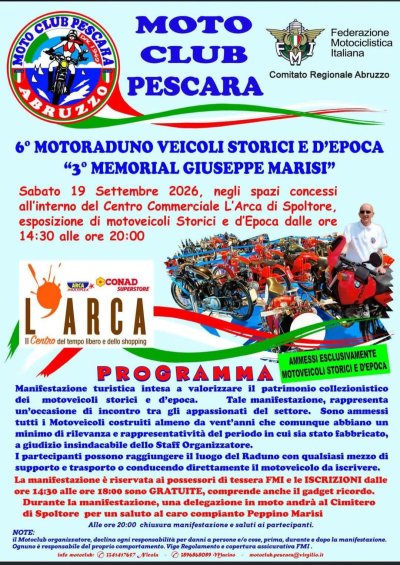 Locandina evento 6° MOTORADUNO VEICOLI STORICI E D’EPOCA
