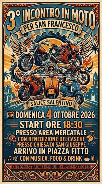 Locandina evento 3° INCONTRO IN MOTO PER SAN FRANCESCO