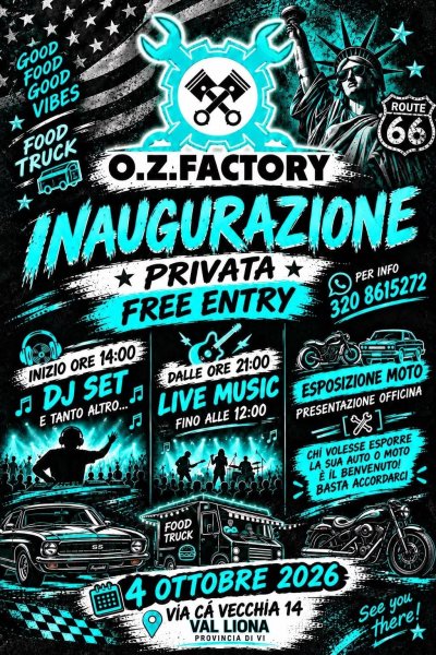 Locandina evento O.Z. FACTORY