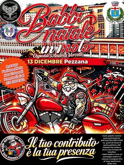 Locandina evento Babbi Natale in moto