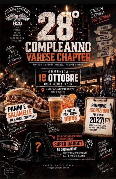 Locandina evento 28° COMPLEANNO VARESE CHAPTER