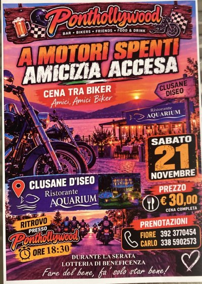 Locandina evento A MOTORI SPENTI AMICIZIA ACCESA