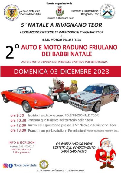 Locandina evento 2° AUTO E MOTO RADUNO FRIULANO DEI BABBI NATALE