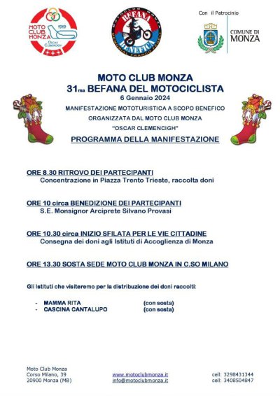 Locandina evento 31^ BEFANA BENEFICA DEL MOTOCICLISTA