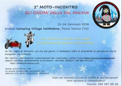 Locandina evento MOTOINCONTRO GLI GNOMI DELLA VAL MALENE