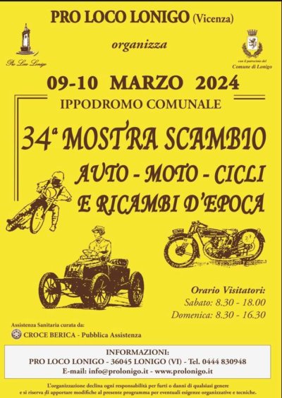 Locandina evento 34° mostra scambio moto auto cicli e ricambi d'epoca