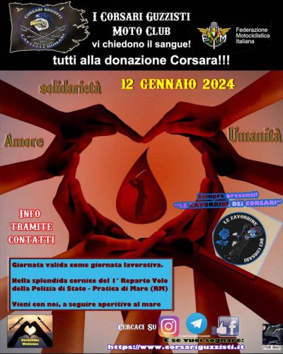 Locandina evento DONAZIONE CORSARA