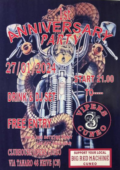 Locandina evento 1 ANNIVERSARY PARTY