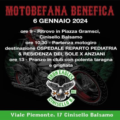 Locandina evento MOTOBEFANA BENEFICA