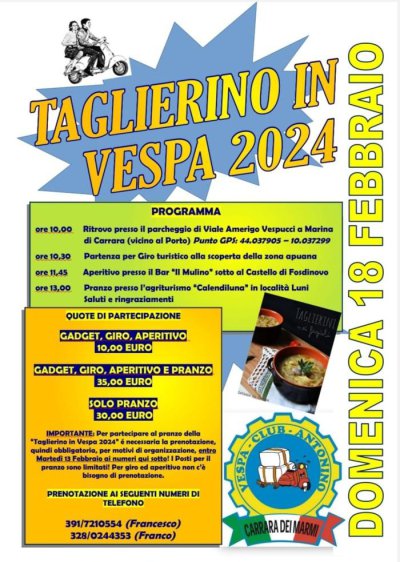 Locandina evento TAGLIERINO IN VESPA 2024