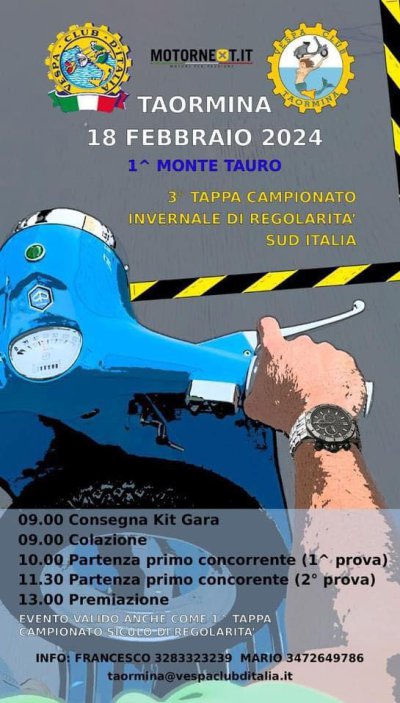 Locandina evento 1^ MONTE TAURO - 3° TAPPA CAMPIONATO INVERNALE DI REGOLARITA' SUD ITALIA