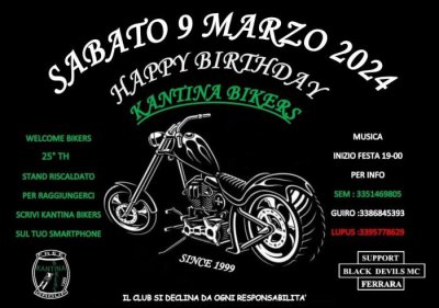 Locandina evento HAPPY BIRTHDAY KANTINA BIKERS