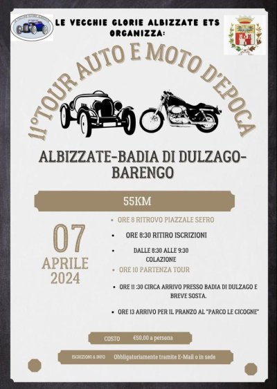 Locandina evento 11° TOUR AUTO E MOTO D'EPOCA