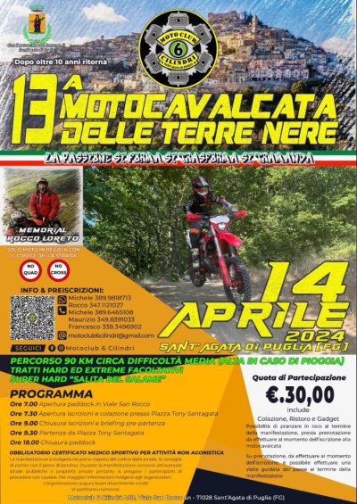 Locandina evento 13^ MOTOCAVALCATA DELLE TERRE NERE