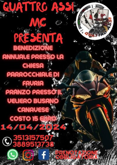 Locandina evento MOTOBENEDIZIONE QUATTRO ASSI