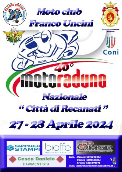 Locandina evento 40° MOTORADUNO NAZIONALE CITTA' DI RECANATI