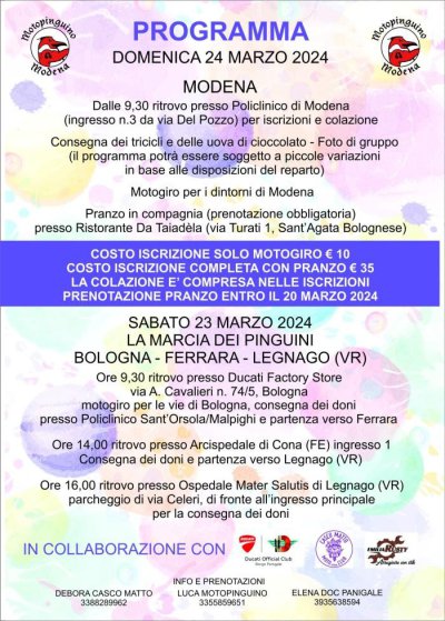 Locandina evento LA MARCIA DEI PINGUINI - BOLOGNA FERRARA LEGNAGO
