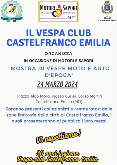 Locandina evento MOSTRA DI VESPE MOTO E AUTO D'EPOCA
