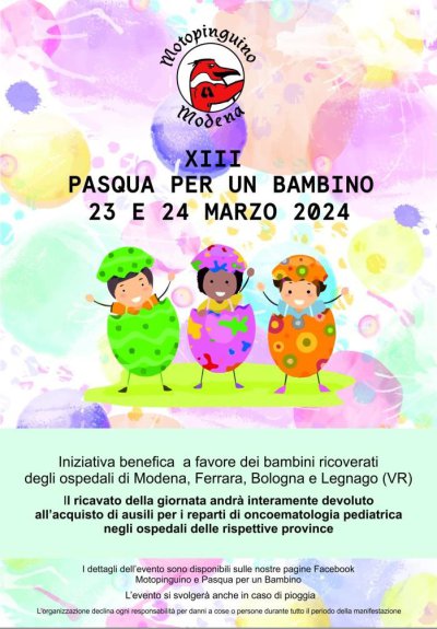 Locandina evento XIII PASQUA PER UN BAMBINO - MODENA