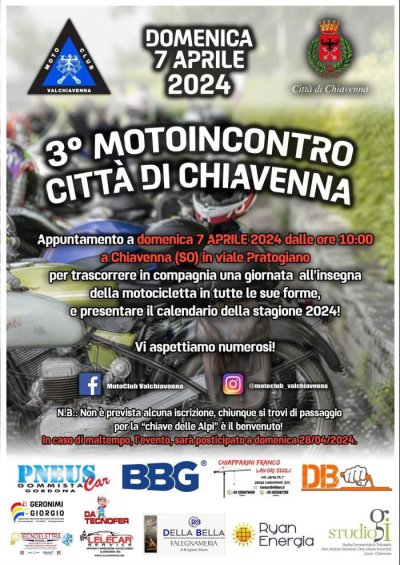 Locandina evento 3° MOTOINCONTRO CITTA' DI CHIAVENNA