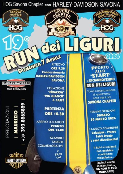 Locandina evento 19° RUN DEI LIGURI