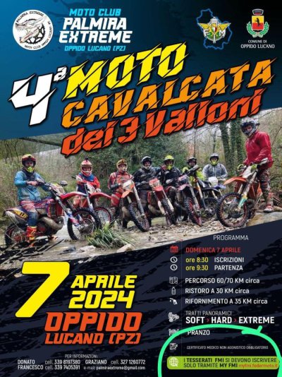 Locandina evento 4^ MOTOCAVALCATA DEI TRE VALLONI