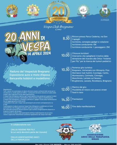 Locandina evento 20 ANNI DI VESPA