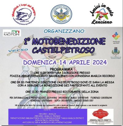 Locandina evento 1° MOTOBENEDIZIONE CASTELPETROSO