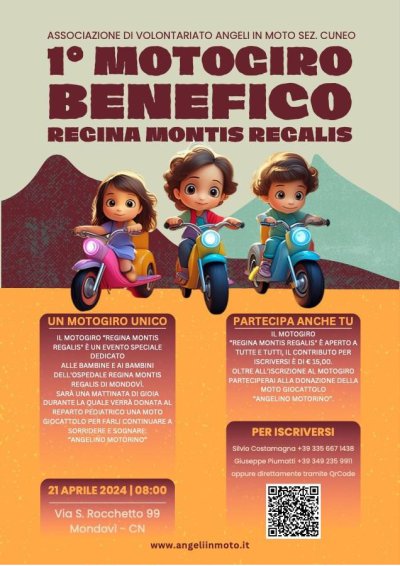 Locandina evento 1° MOTOGIRO BENEFICO REGINA MONTIS REGALIS