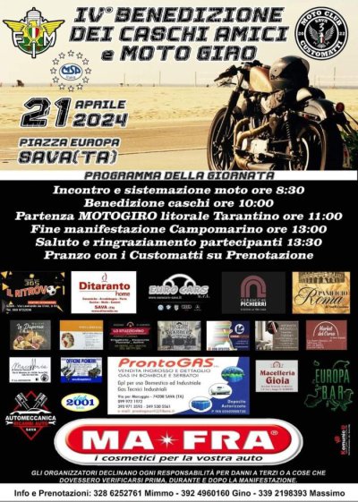 Locandina evento IV° BENEDIZIONE DEI CASCHI AMICI E MOTO GIRO