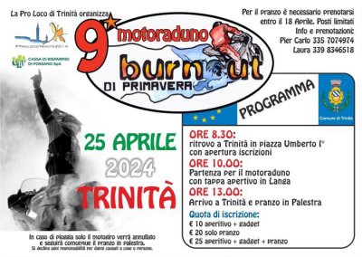 Locandina evento MOTORADUNO BURNOUT DI PRIMAVERA