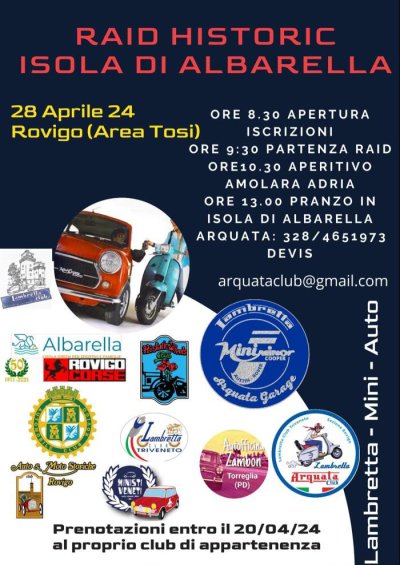 Locandina evento RAID HISTORIC ISOLA DI ALBARELLA
