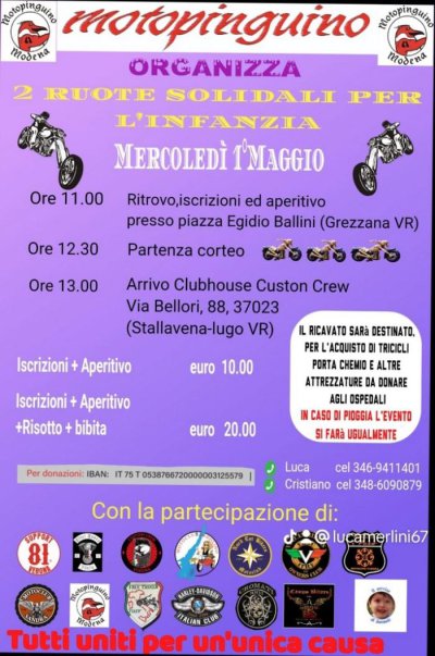 Locandina evento 2 RUOTE SOLIDALI PER L'INFANZIA