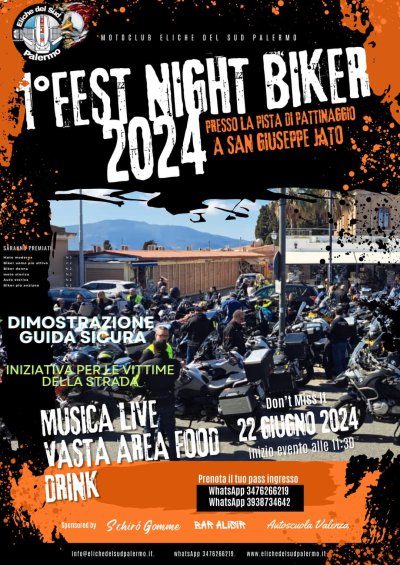Locandina evento 1 Fest NIGHT biker Eliche del sud Palermo 