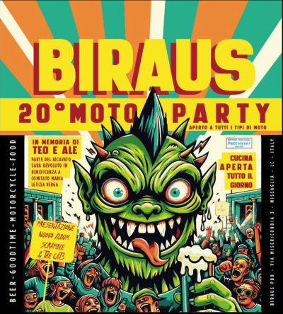 Locandina evento Biraus 20° motoparty 