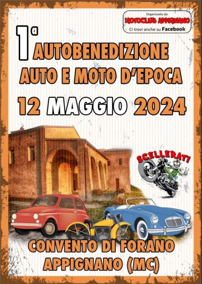 Locandina evento 1^ AUTOBENEDIZONE AUTO E MOTO D'EPOCA