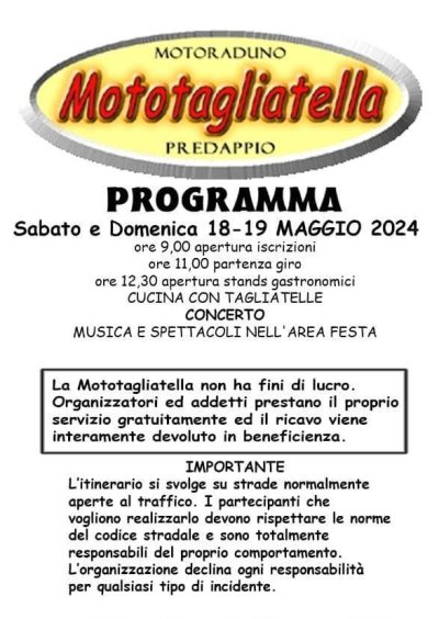 Locandina evento MOTOTAGLIATELLA 2024