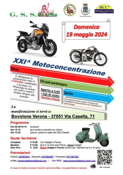 Locandina evento XXI MOTOCONCENTAZIONE BOVOLONE CITTA' DEL MOBILE CLASSICO