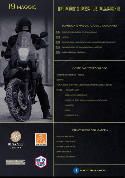 Locandina evento IN MOTO PER LE MARCHE