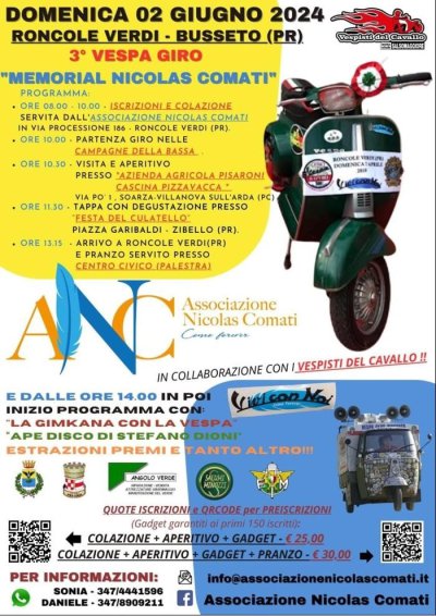 Locandina evento 3° VESPA GIRO "MEMORIAL NICOLAS COMATI"