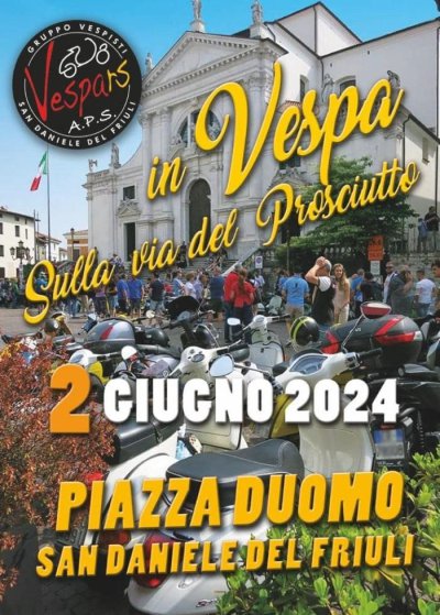 Locandina evento IN VESPA SULLA VIA DEL PROSCIUTTO