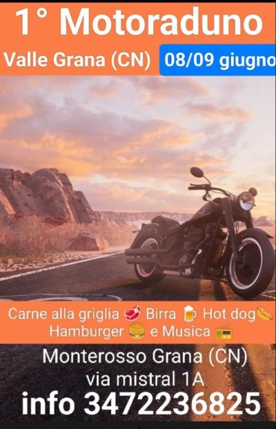 Locandina evento  1° MOTORADUNO MONTEROSSO GRANA
