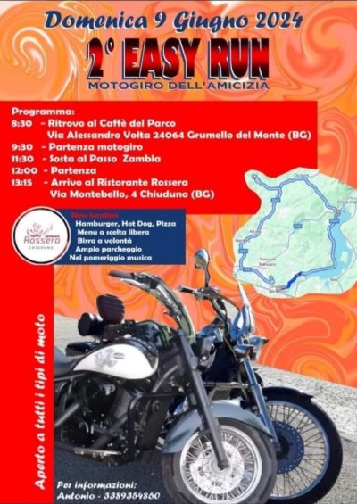 Locandina evento 2° EASY RUN - MOTOGIRO DELL'AMICIZIA